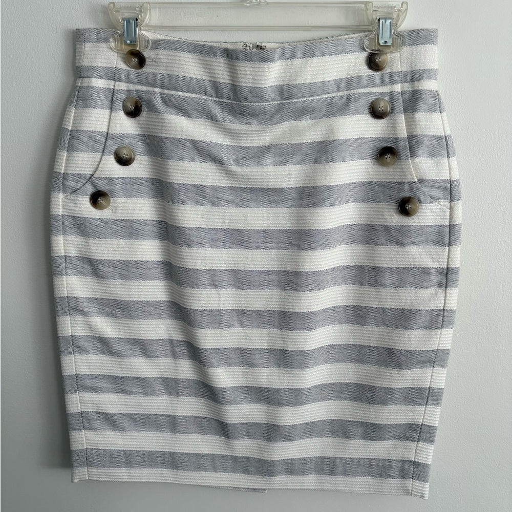 Loft Striped Blue and White Women's Petite Skirt